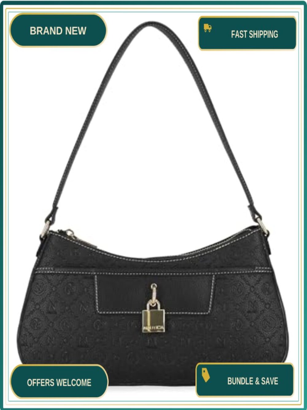 Vegan Leather Hobo Shoulder Bag Zip Closure Large Womens Purse